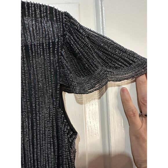 Vintage Scala Black beaded Open Front Sheer Size Medium - Picture 5 of 9